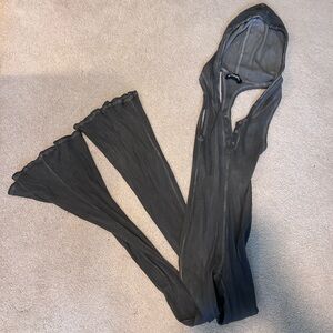 NWOT Darker Wavs by Dolls Kill flare festival jumpsuit wig hood size XXS